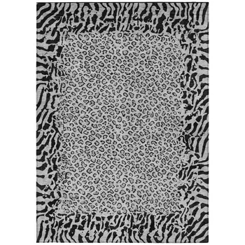 5' X 8' Gray Animal Print Washable Indoor Outdoor Area Rug