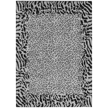 8' X 10' Gray Animal Print Washable Indoor Outdoor Area Rug