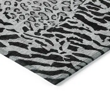 8' X 10' Gray Animal Print Washable Indoor Outdoor Area Rug