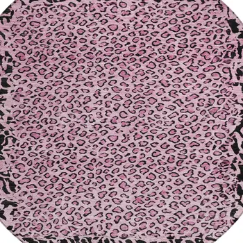 8' Pink Round Animal Print Washable Indoor Outdoor Area Rug