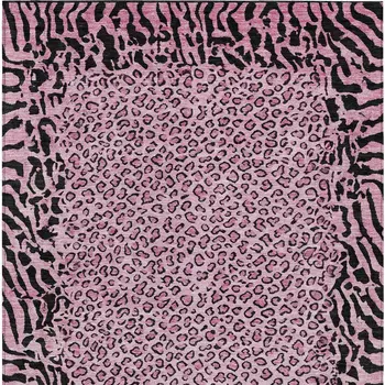 10' X 14' Pink Animal Print Washable Indoor Outdoor Area Rug