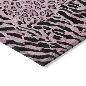 10' X 14' Pink Animal Print Washable Indoor Outdoor Area Rug