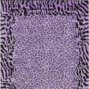 3' X 5' Purple Animal Print Washable Indoor Outdoor Area Rug