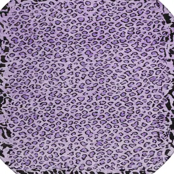 8' Purple Round Animal Print Washable Indoor Outdoor Area Rug