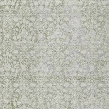 3' X 5' Artichoke Green Damask Washable Indoor Outdoor Area Rug