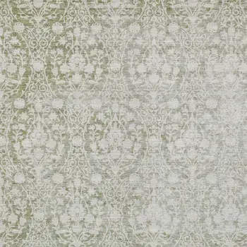 5' X 8' Artichoke Green Damask Washable Indoor Outdoor Area Rug
