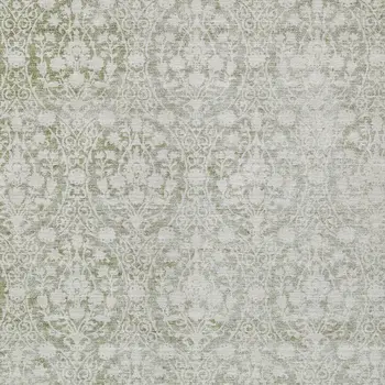 8' X 10' Artichoke Green Damask Washable Indoor Outdoor Area Rug