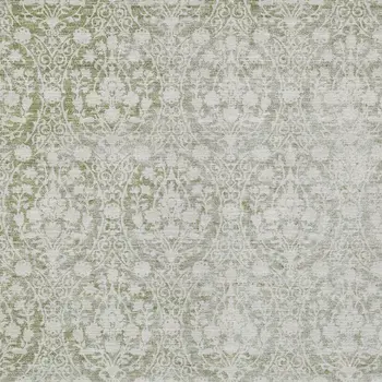 10' X 14' Artichoke Green Damask Washable Indoor Outdoor Area Rug