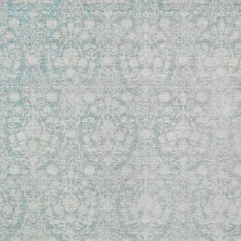 10' X 14' Aqua Damask Washable Indoor Outdoor Area Rug