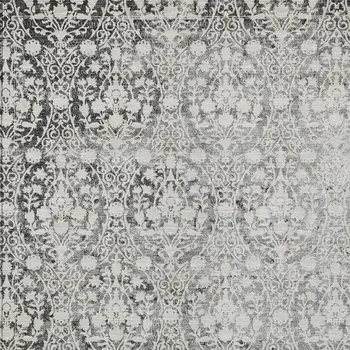 10' X 14' Charcoal Damask Washable Indoor Outdoor Area Rug