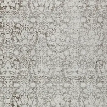 9' X 12' Chocolate Damask Washable Indoor Outdoor Area Rug