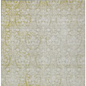 8' X 10' Gold Damask Washable Indoor Outdoor Area Rug