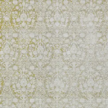 8' X 10' Gold Damask Washable Indoor Outdoor Area Rug