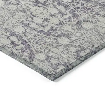 8' X 10' Plum Damask Washable Indoor Outdoor Area Rug