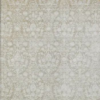 5' X 8' Tan Damask Washable Indoor Outdoor Area Rug