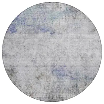 8' Brown Round Abstract Washable Indoor Outdoor Area Rug