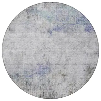 8' Brown Round Abstract Washable Indoor Outdoor Area Rug