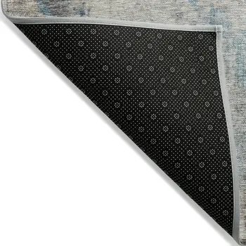5' X 8' Teal Blue Abstract Washable Indoor Outdoor Area Rug