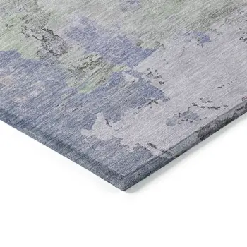 9' X 12' Artichoke Green Abstract Washable Indoor Outdoor Area Rug