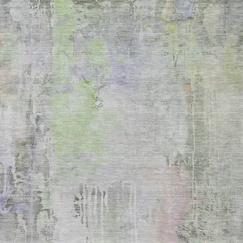 9' X 12' Artichoke Green Abstract Washable Indoor Outdoor Area Rug