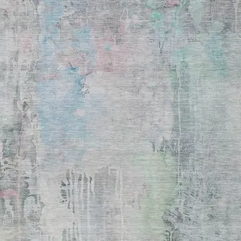 5' X 8' Blue Abstract Washable Indoor Outdoor Area Rug