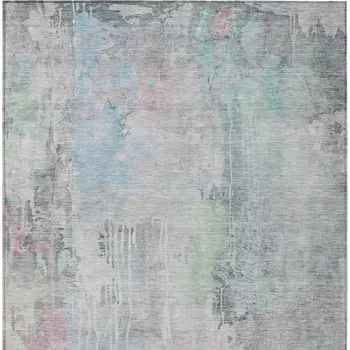 9' X 12' Blue Abstract Washable Indoor Outdoor Area Rug