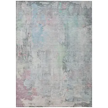 9' X 12' Blue Abstract Washable Indoor Outdoor Area Rug