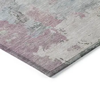 9' X 12' Blue Abstract Washable Indoor Outdoor Area Rug