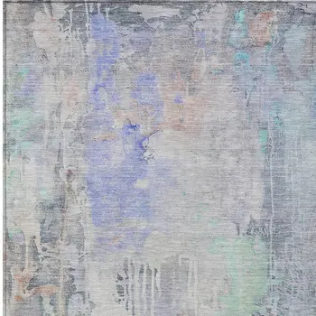 5' X 8' Purple Abstract Washable Indoor Outdoor Area Rug