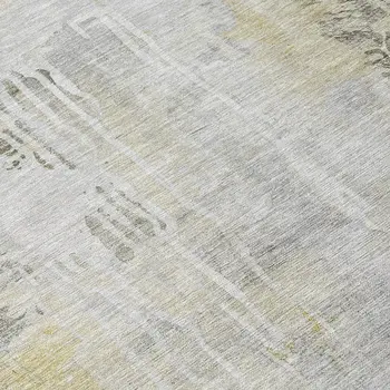 8' Silver Round Abstract Washable Indoor Outdoor Area Rug