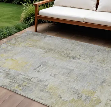 8' X 10' Silver Abstract Washable Indoor Outdoor Area Rug