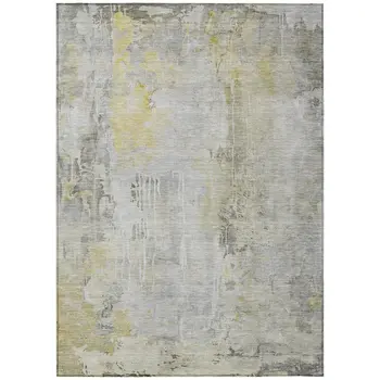 9' X 12' Silver Abstract Washable Indoor Outdoor Area Rug