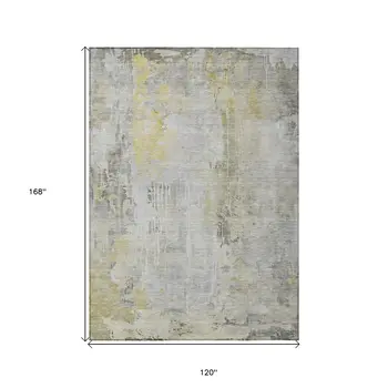 10' X 14' Silver Abstract Washable Indoor Outdoor Area Rug