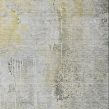 10' X 14' Silver Abstract Washable Indoor Outdoor Area Rug