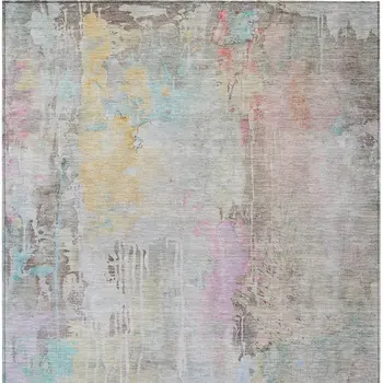 8' X 10' Taupe Abstract Washable Indoor Outdoor Area Rug