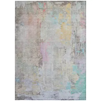 10' X 14' Taupe Abstract Washable Indoor Outdoor Area Rug