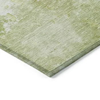 9' X 12' Artichoke Green Abstract Washable Indoor Outdoor Area Rug