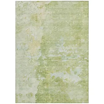10' X 14' Artichoke Green Abstract Washable Indoor Outdoor Area Rug
