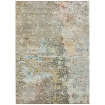 8' X 10' Brown Abstract Washable Indoor Outdoor Area Rug