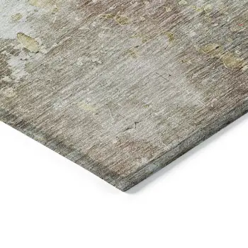8' X 10' Brown Abstract Washable Indoor Outdoor Area Rug