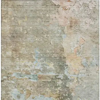8' X 10' Brown Abstract Washable Indoor Outdoor Area Rug
