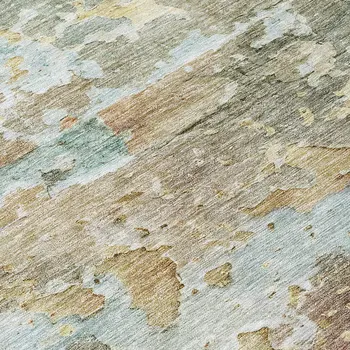 8' X 10' Brown Abstract Washable Indoor Outdoor Area Rug