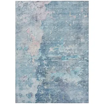 3' X 5' Blue Abstract Washable Indoor Outdoor Area Rug