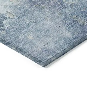 3' X 5' Blue Abstract Washable Indoor Outdoor Area Rug