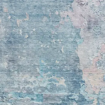 8' X 10' Blue Abstract Washable Indoor Outdoor Area Rug