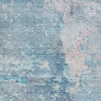 10' X 14' Blue Abstract Washable Indoor Outdoor Area Rug