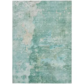 3' X 5' Emerald Abstract Washable Indoor Outdoor Area Rug