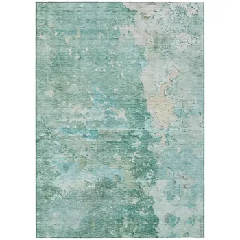 3' X 5' Emerald Abstract Washable Indoor Outdoor Area Rug