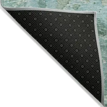 3' X 5' Emerald Abstract Washable Indoor Outdoor Area Rug