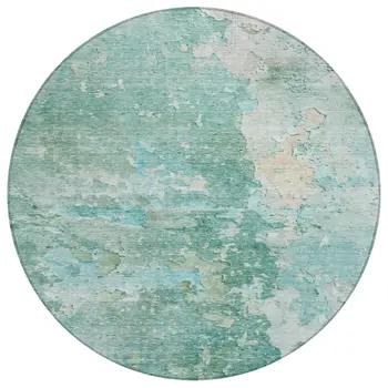 8' Emerald Round Abstract Washable Indoor Outdoor Area Rug